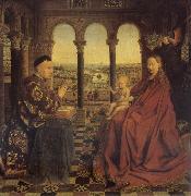 Jan Van Eyck Madonna of chancellor Rolin painting
